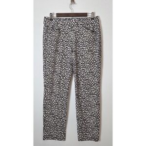 Chicos Travelers Animal Cheetah Print Stretch Pull‎ on Pants Womens Size 1